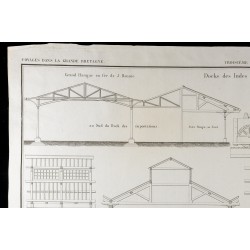 Gravure de 1850 - Plan des Docks des Indes occidentales - 2