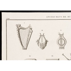 Gravure de 1844 - Anciens instruments de musique - 2