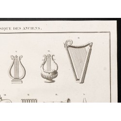 Gravure de 1844 - Anciens instruments de musique - 3