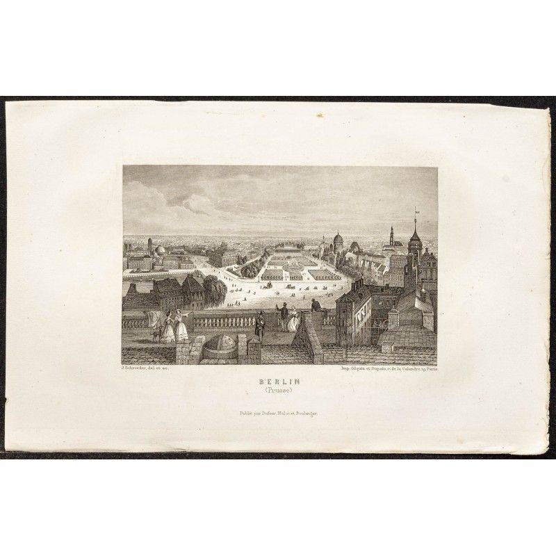 Gravure de 1862 - Ville de Berlin en Allemagne - 1