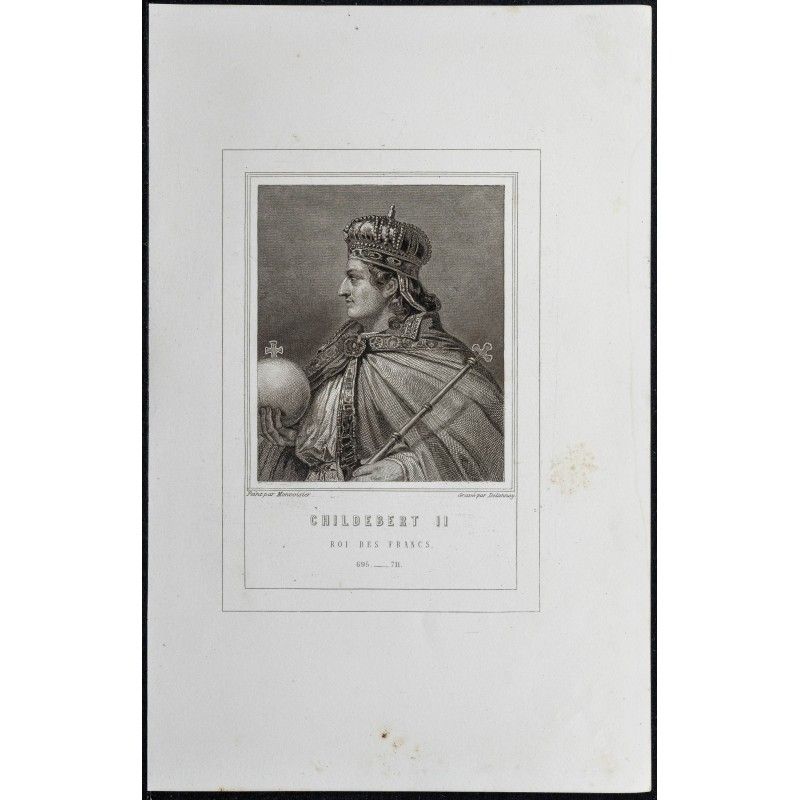 Gravure de 1855 - Portrait de Childebert II - 1