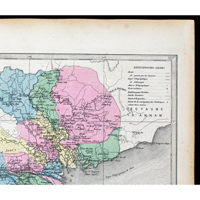 1877 - Carte De La Cochinchine Française