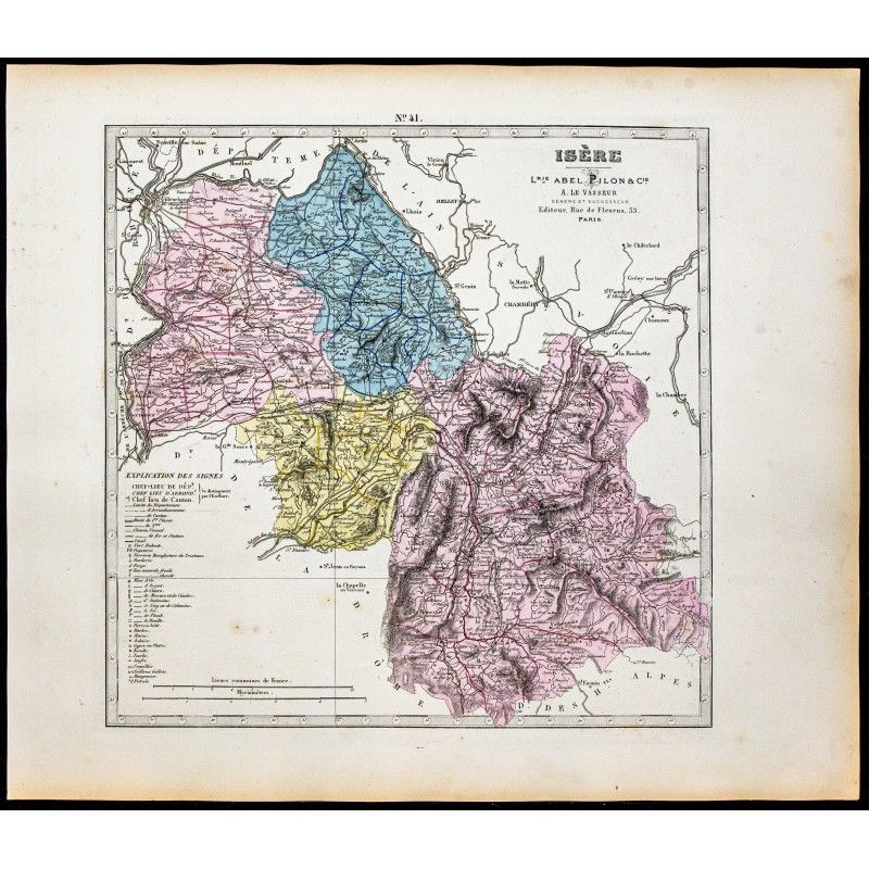 Gravure de 1877 - Département de l'Isère - 1
