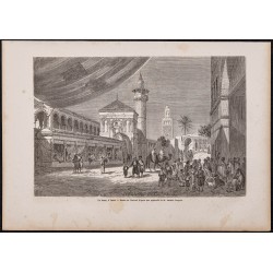 Gravure de 1865 - Un Bazar à Tunis - 1