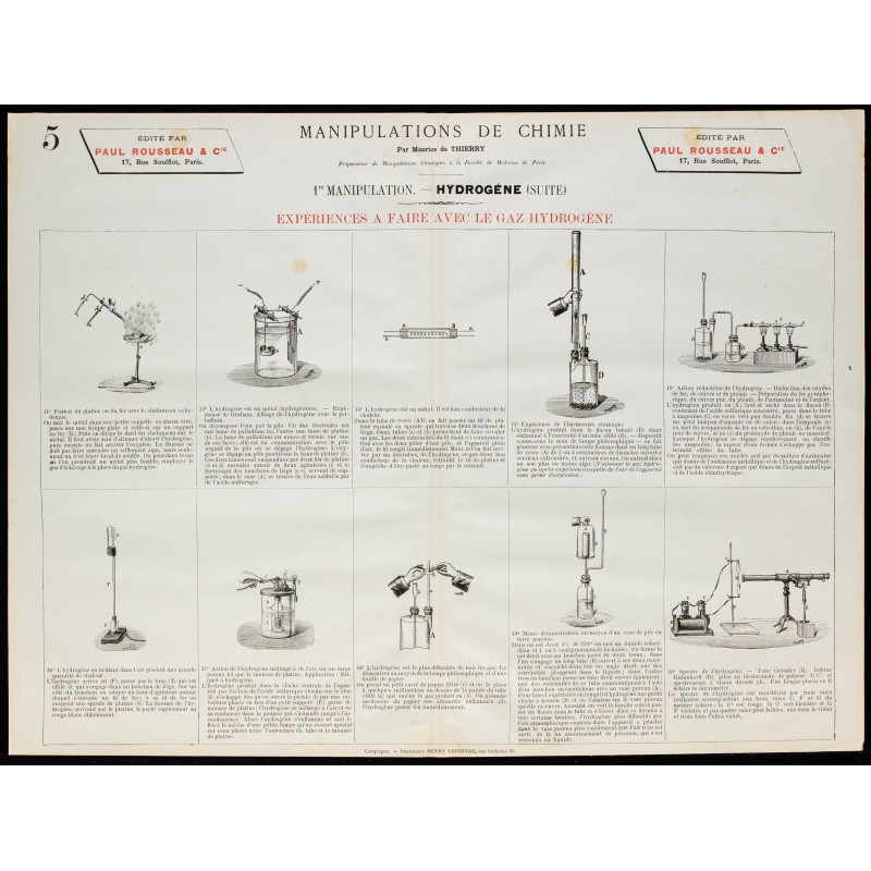 1890 - Expériences avec le gaz hydrogène 