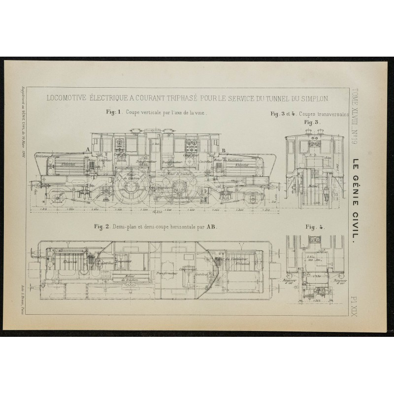 1906 - Plan de locomotive électrique 