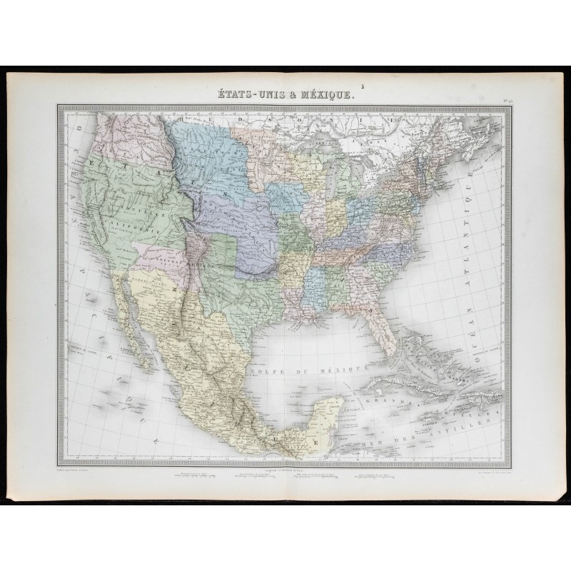 1855 - Carte des États-Unis & Mexique 