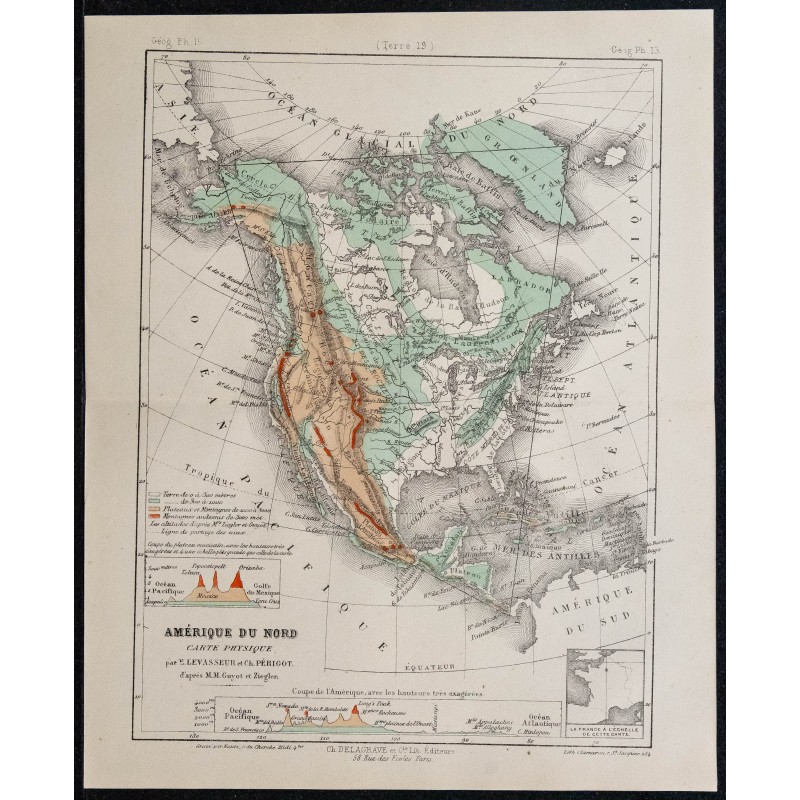 1874 - Carte physique de l'Amérique du Nord 