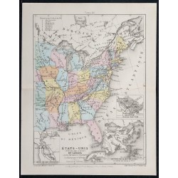 1874 - Carte des États-Unis (États de l'Est) et Canada 