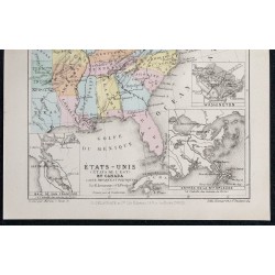 1874 - Carte des États-Unis (États de l'Est) et Canada 