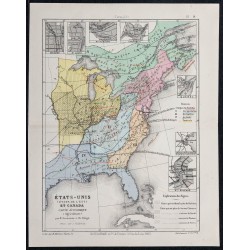1874 - Carte économique des États-Unis et Canada 