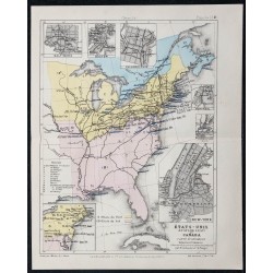 1874 - Carte des États-Unis et du Canada 