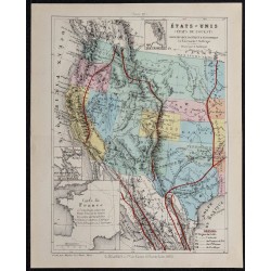 1874 - Carte physique, politique & économique des États-Unis 