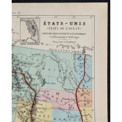 1874 - Carte physique, politique & économique des États-Unis 