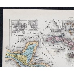 1874 - Carte des Antilles et Amérique Centrale 