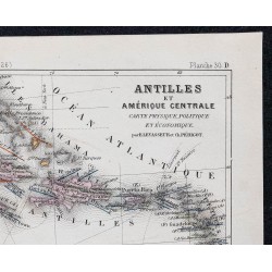 1874 - Carte des Antilles et Amérique Centrale 