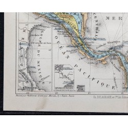 1874 - Carte des Antilles et Amérique Centrale 