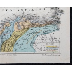 1874 - Carte des Antilles et Amérique Centrale 