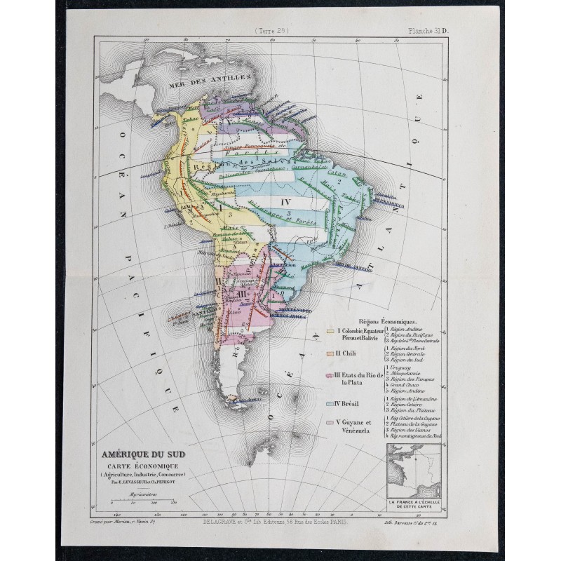 1874 - Carte économique de l'Amérique du Sud 