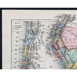 1874 - Carte de l'Équateur, du Chili du Pérou et de la Bolivie 