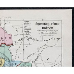 1874 - Carte de l'Équateur, du Chili du Pérou et de la Bolivie 