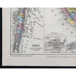 1874 - Carte de l'Équateur, du Chili du Pérou et de la Bolivie 