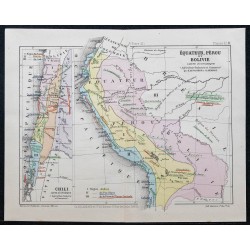 1874 - Carte économique de l'Équateur, Chili, Pérou et Bolivie 