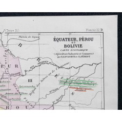 1874 - Carte économique de l'Équateur, Chili, Pérou et Bolivie 