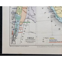 1874 - Carte économique de l'Équateur, Chili, Pérou et Bolivie 