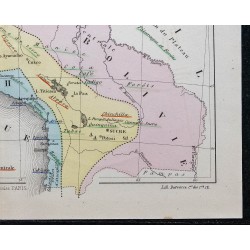 1874 - Carte économique de l'Équateur, Chili, Pérou et Bolivie 