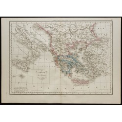 Gravure de 1850 - Carte de la Grèce et des îles Ioniennes - 1