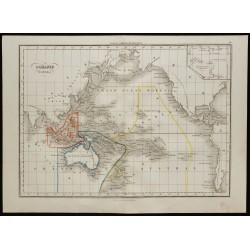 Gravure de 1850 - Carte de l'Océanie et du Pacifique - 1