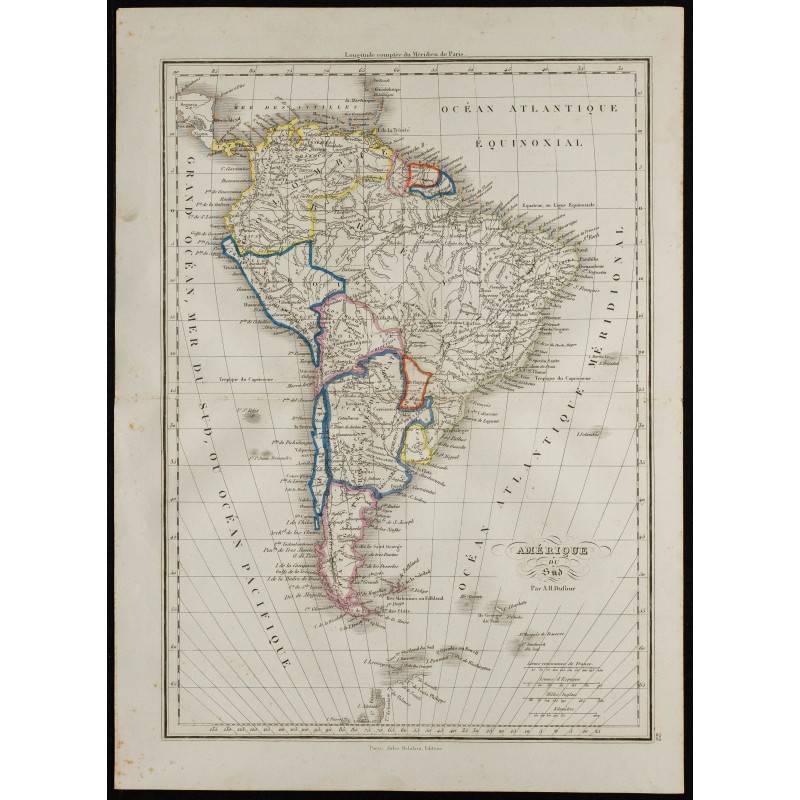 Gravure de 1850 - Carte de l'Amérique du Sud - 3