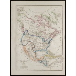 Gravure de 1850 - Carte de l'Amérique du Nord - 1