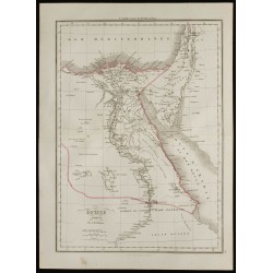 Gravure de 1850 - Carte d'Égypte et Nubie inférieure - 1