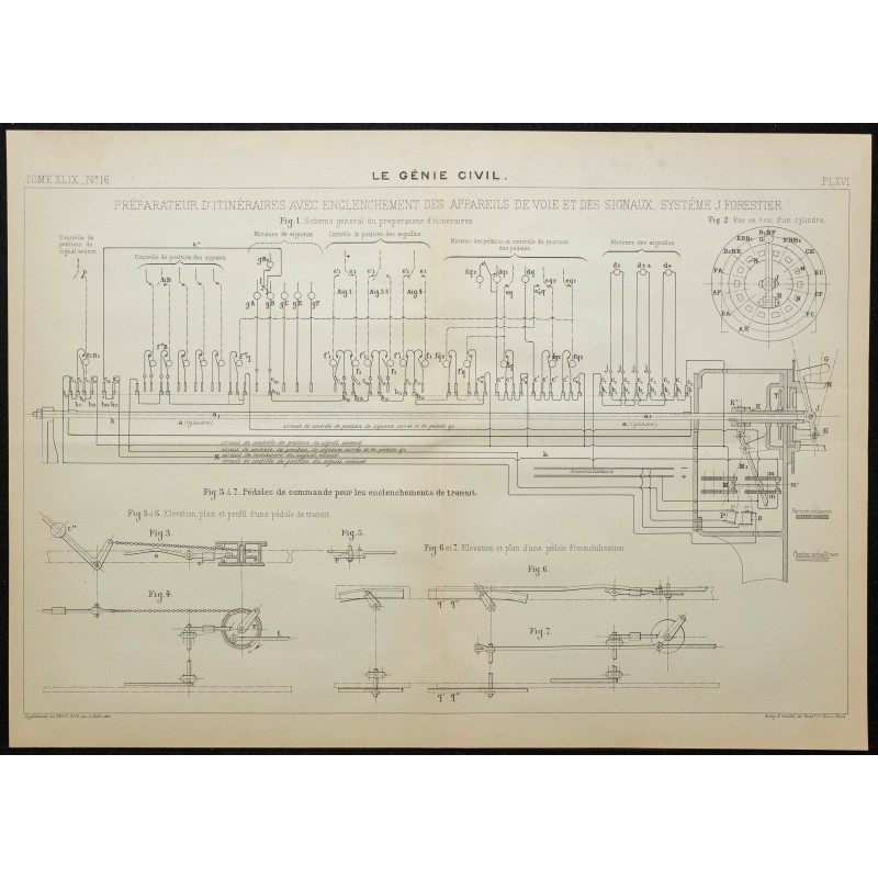 Gravure de 1906 - Préparateur d'itinéraires ferroviaires - 1