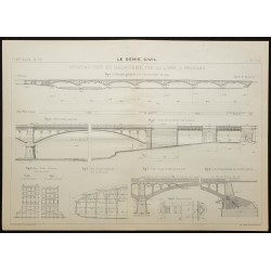 Gravure de 1906 - Plan du pont d'Orléans sur la Loire - 1