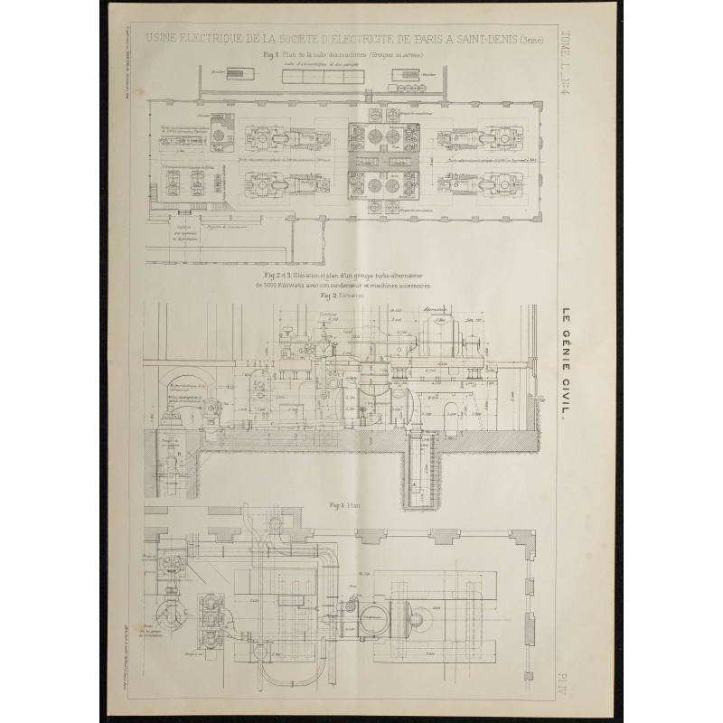 Gravure de 1899 - Usine Électrique Société d'Électricité de Paris - 1