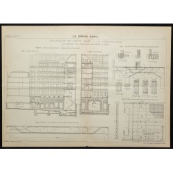 Gravure de 1908 - Application du béton armé à la construction - 1