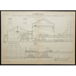 Gravure de 1908 - Station Centrale Électrique - 1