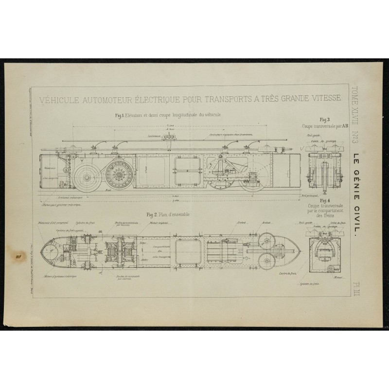 Gravure de 1905 - Véhicule automoteur électrique - 1