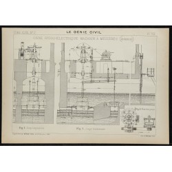 Gravure de 1905 - Usine hydro-électrique Mazarin à Mézières - 1