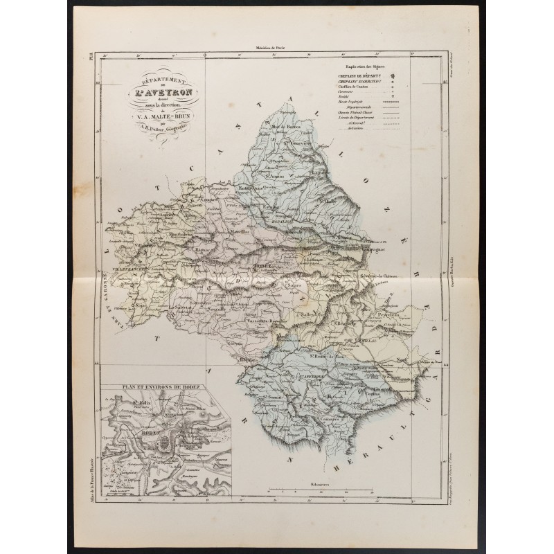 1855 Carte Du Departement De L Aveyron