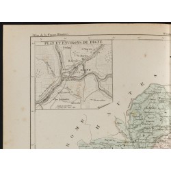 Gravure de 1855 - Carte du département des Alpes-de-Haute-Provence (Basses Alpes) - 2