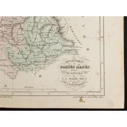 Gravure de 1855 - Carte du département des Alpes-de-Haute-Provence (Basses Alpes) - 5