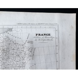 Gravure de 1833 - Carte des 86 départements de France - 3