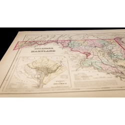Gravure de 1857 - État du Delaware et Maryland - Carte ancienne - 3