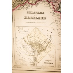 Gravure de 1857 - État du Delaware et Maryland - Carte ancienne - 11
