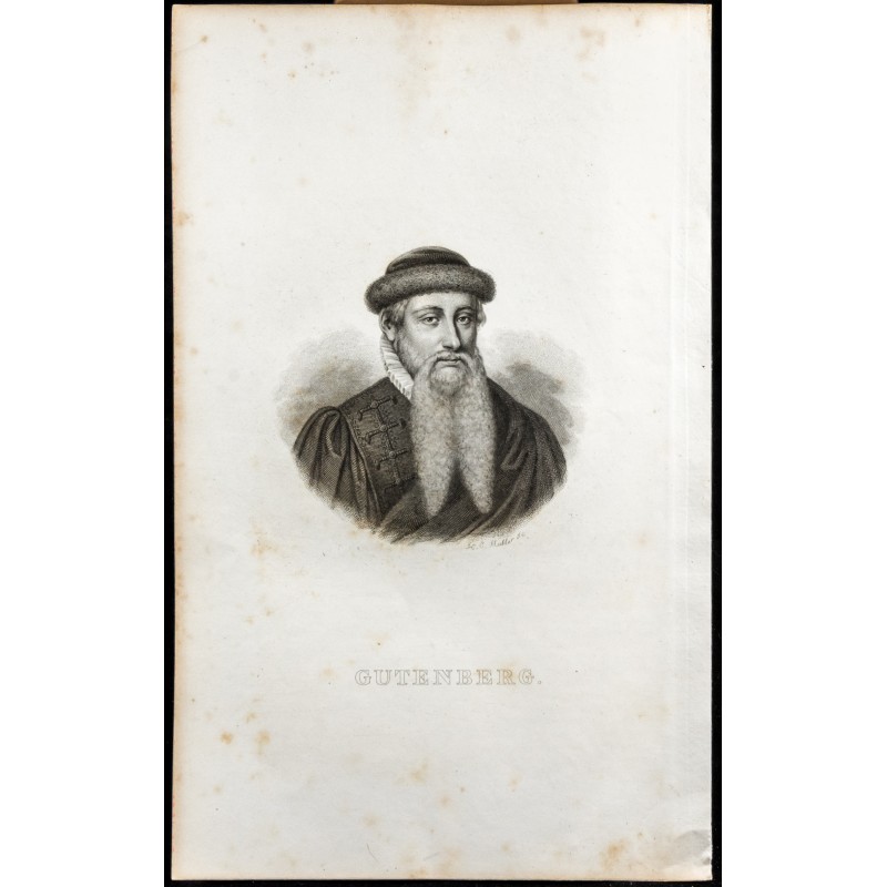 Gravure de 1834 - Portrait de Gutenberg - 1