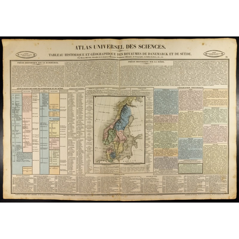 Gravure de 1837 - Histoire du Danemark et de la Suède - Carte - 1
